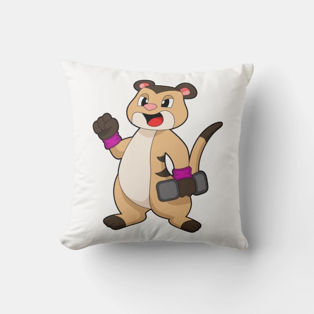 Coussin Meerkat avec Dumbbell (Recto)