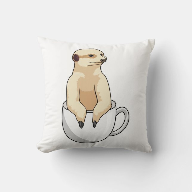 Coussin Meerkat avec la coupe du café (Recto)