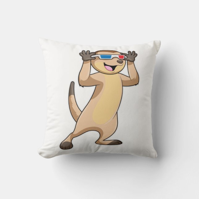 Coussin Meerkat avec lunettes (Recto)
