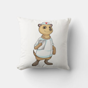 Coussin Meerkat comme infirmière avec coeur