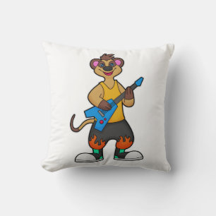 Coussin Meerkat comme musicien avec guitare