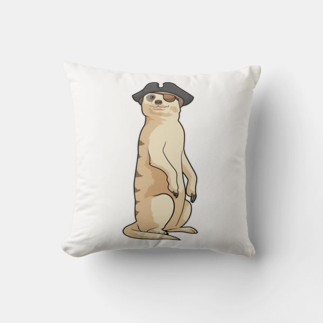 Coussin Meerkat comme Pirate avec casquette pirate (Recto)