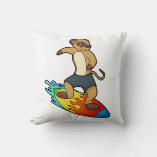 Coussin Meerkat comme surfeur avec Surfer