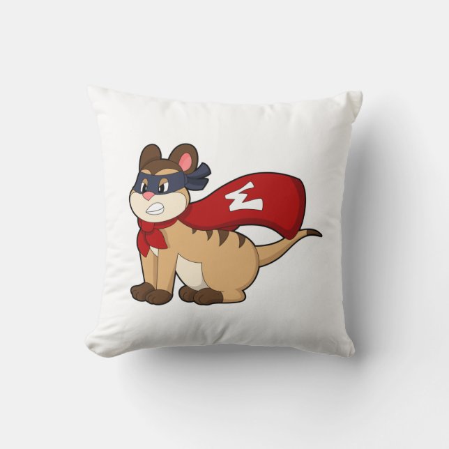 Coussin Meerkat en héros avec masque (Recto)
