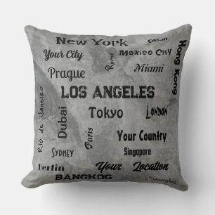 Coussin mégapoles chic en pierre grise