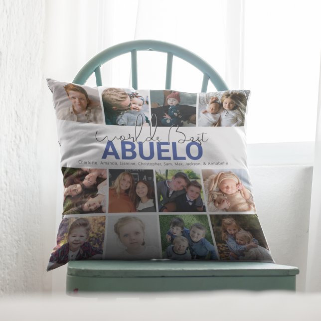 Coussin Meilleur Aguelo du Monde | Collage Photo (Créateur téléchargé)