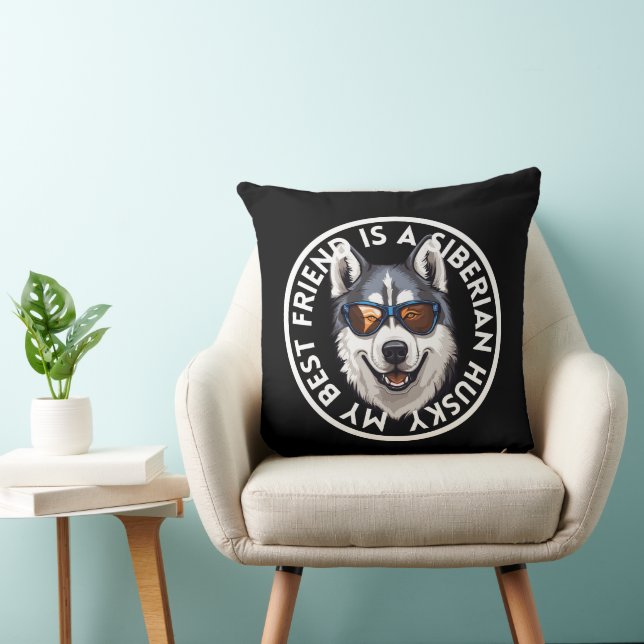 Coussin Meilleur ami Siberian Husky (Chaise)