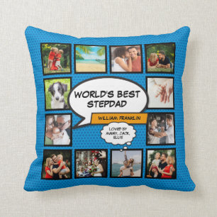 Coussin Meilleur Beau-Père du Monde, Beau-Papa 12 Photo Bl