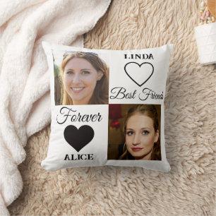 Coussin Meilleur cadeau d'amis Black White Heart Photo Col