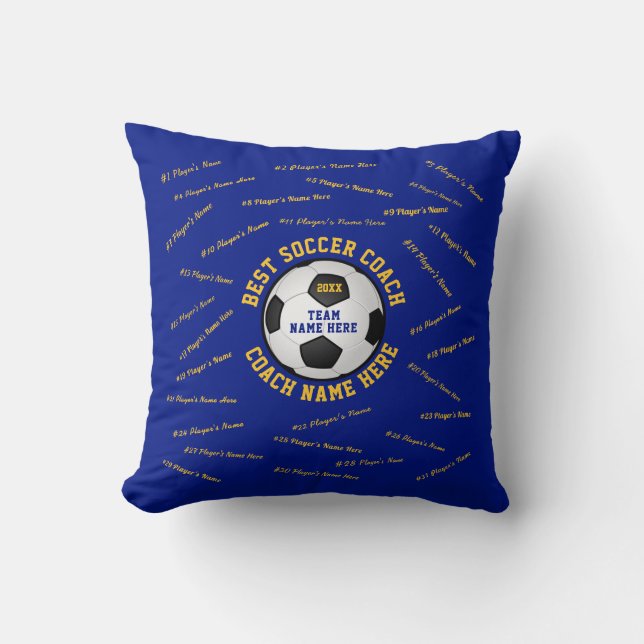 Coussin Meilleur cadeau de l'entraîneur de football Idées  (Recto)