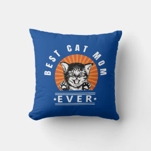 Coussin Meilleur Chat Maman Jamais Vintage Sunburst Cushio