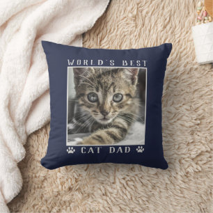 Coussin Meilleur Chat Papa Empreintes de pattes Photo Anim