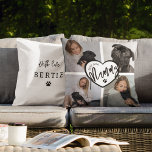 Coussin Meilleur chien maman | Collage de photos<br><div class="desc">Ce magnifique photo collage chien maman coussin, est parfait pour les mères jour et anniversaire. Le coussin comporte 4 de vos photos préférées, un coeur et le texte modèle "BEST DOG MUMMY". Tous les styles et couleurs de police peuvent être modifiés en cliquant sur le lien personnaliser après la personnalisation....</div>