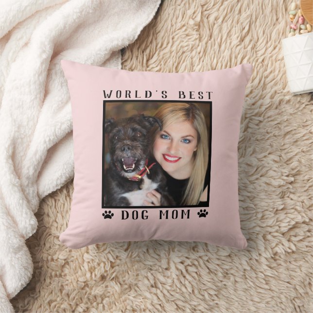 Coussin Meilleur chien maman Empreintes de pattes du monde (Couverture)