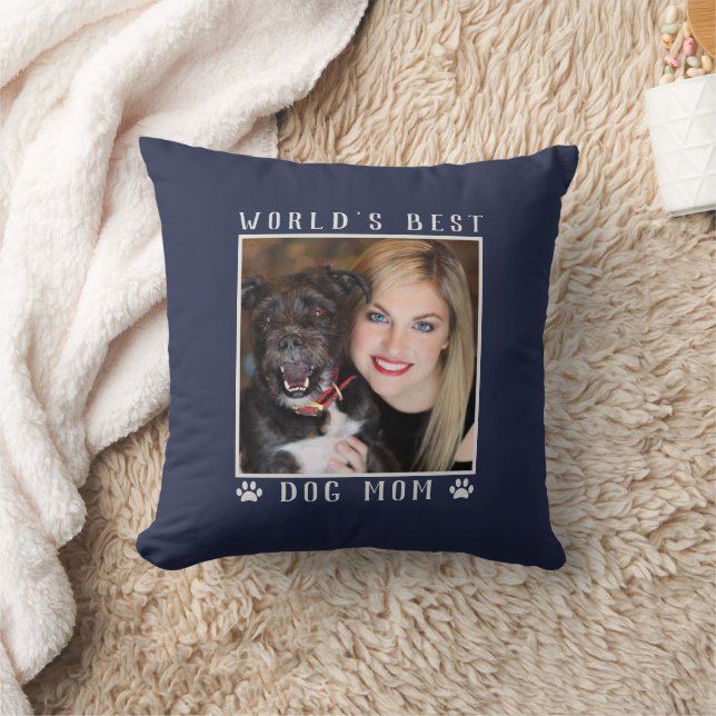 Coussin Meilleur Chien Maman Empreintes de pattes Photo An (Couverture)