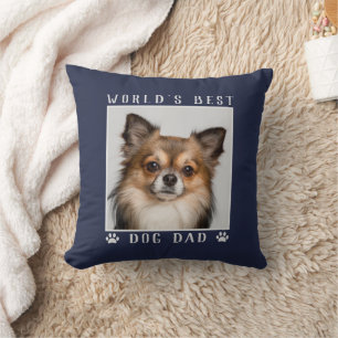 Coussin Meilleur chien papa Empreintes de pattes du monde 