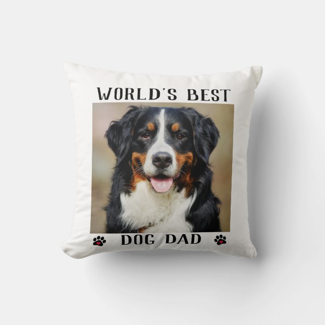 Coussin Meilleur chien papa Empreintes de pattes du monde  (Recto)