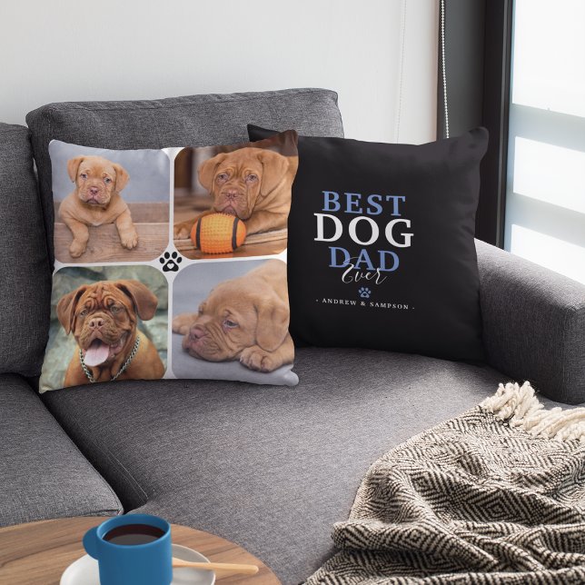 Coussin Meilleur Chien Papa Ever 4 Photo Personnalisée (Créateur téléchargé)