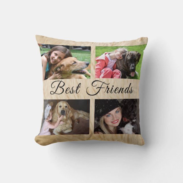Coussin Meilleur Collage photo de chiens sur mesure 4 (Recto)