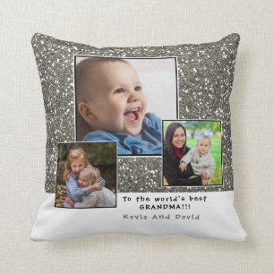 Coussin Meilleur Collage photo de grand-mère au monde de