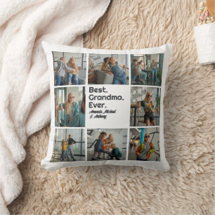 Coussin Meilleur collage photo personnalisé jamais grand-m