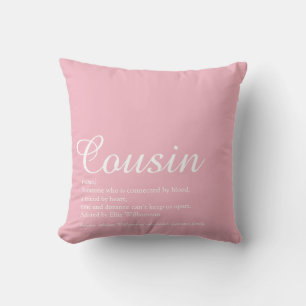 Coussin Meilleur cousin au monde Définition Script Rose
