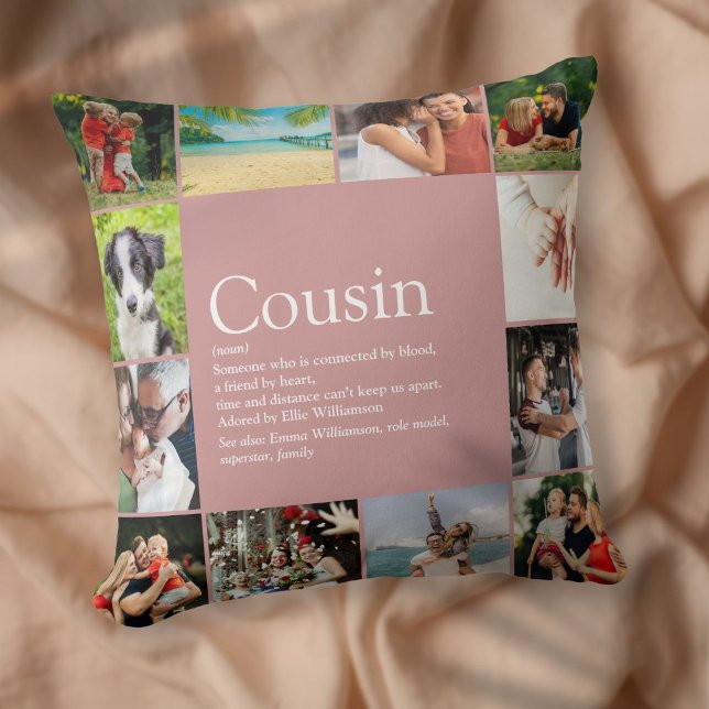 Coussin Meilleur Cousin Ever Définition 12 Photo Rose (Best Cousin Ever Definition 12 Photo Pink Throw Pillow)