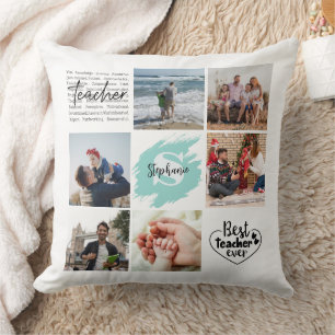 Coussin Meilleur enseignant jamais personnalisé Collage ph