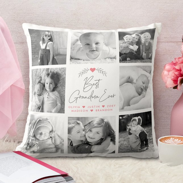 Coussin Meilleur grand-mère jamais script moderne 8 photo  (Créateur téléchargé)