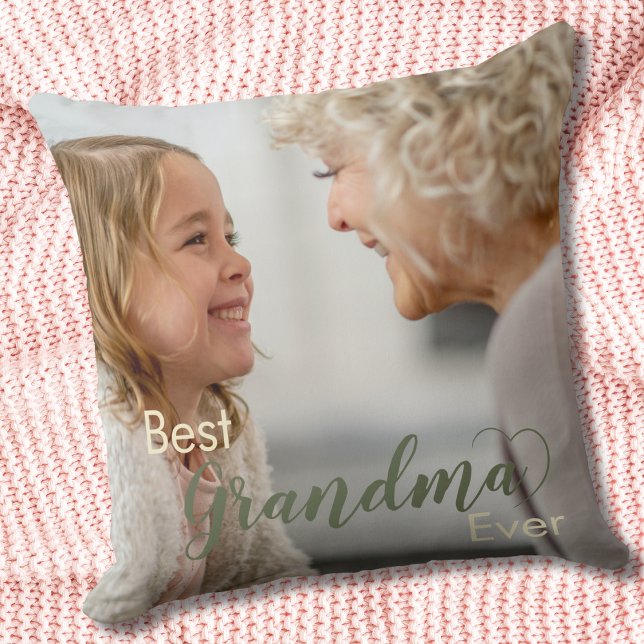 Coussin Meilleur Grand-Mère Jamais Vert Coeur Jeter Oreill (Créateur téléchargé)