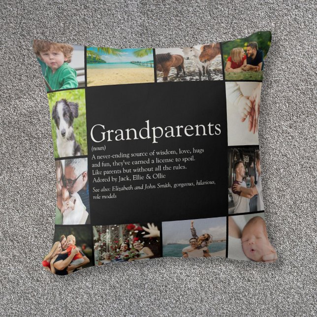 Coussin Meilleur Grand-Parents Toujours Définition 12 Phot (Best Grandparents Ever Definition 12 Photo Throw Pillow)