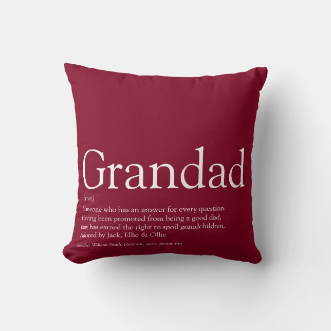 Coussin Meilleur Grand-père de tous les temps, Définition  (Recto)