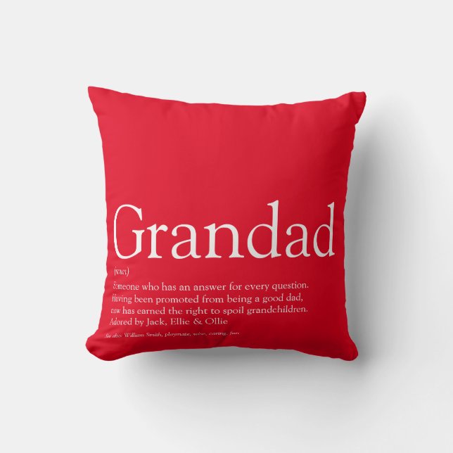 Coussin Meilleur Grand-Père Définition Rouge (Recto)