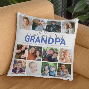 Coussin Meilleur Grand-Père du Monde Collage Photo
