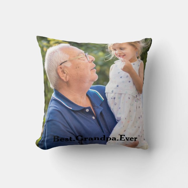 Coussin Meilleur grand-père jamais photo double face perso (Recto)