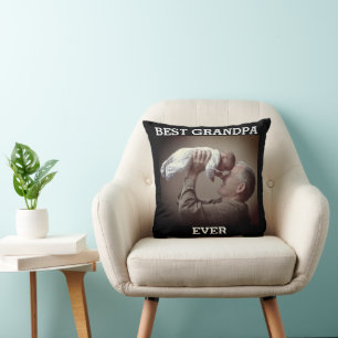Coussin Meilleur Grand-Père Jamais Photo Personnalisée Cré