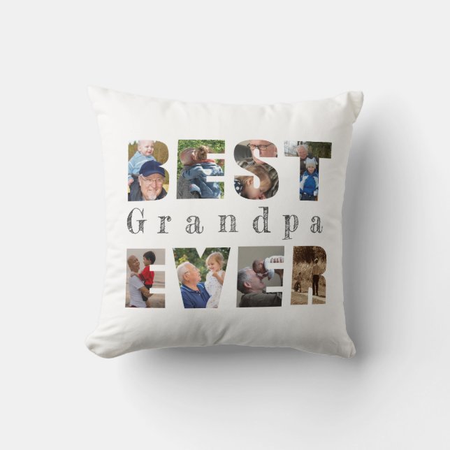 Coussin Meilleur grand-père jamais photo texte personnalis (Recto)