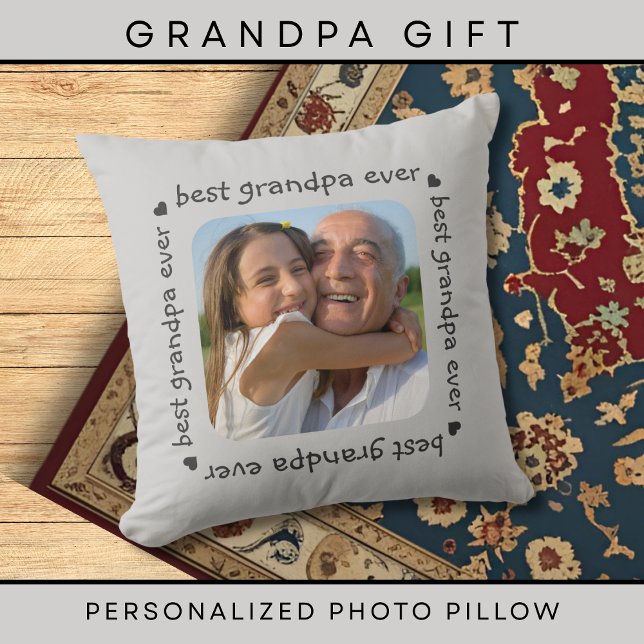 Coussin Meilleur Grand-Père Jamais Typographie Cadre photo (Créateur téléchargé)