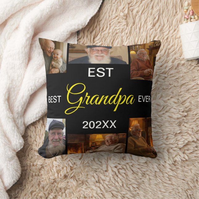 Coussin Meilleur Grand-Père Photo Collage (Couverture)