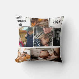 Coussin Meilleur Grand-Père Photo Collage et Texte Personn
