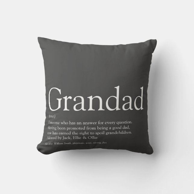 Coussin Meilleur jamais Grand-Père Définition Gris (Recto)