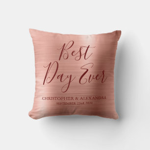 Coussin Meilleur Jour jamais Rose Gold Blush Pink Mariage