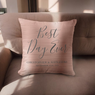 Coussin Meilleur Jour jamais Rose Gold Blush Pink Mariage