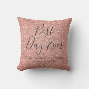 Coussin Meilleur Jour jamais Rose Gold Blush Pink Mariage