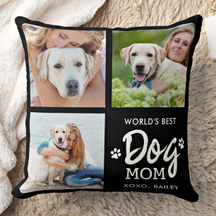 Coussin Meilleur MOM DOG MOM Custom 3 Photo Collage