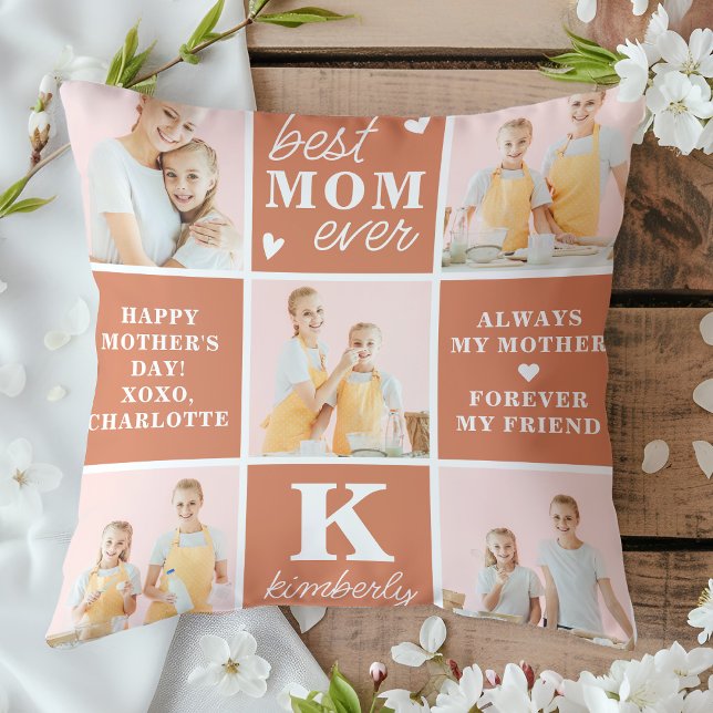 Coussin Meilleur MOM jamais personnalisé Monogramme photo  (Créateur téléchargé)