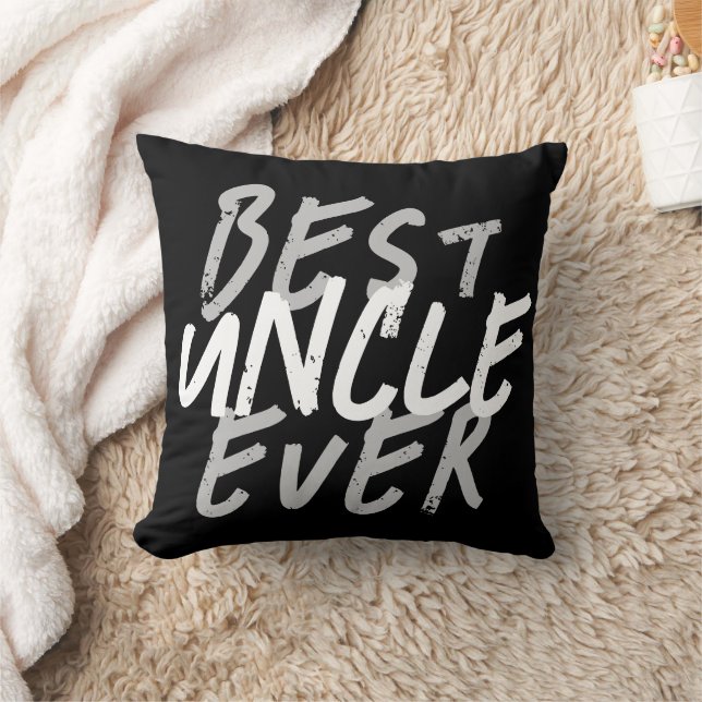 Coussin Meilleur Oncle Moderne Blanc et Gris Grunge (Couverture)