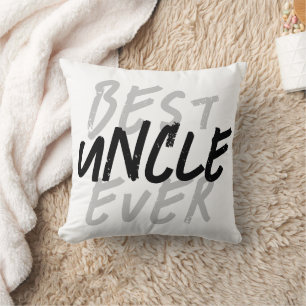 Coussin Meilleur Oncle Moderne Noir et Gris Grunge