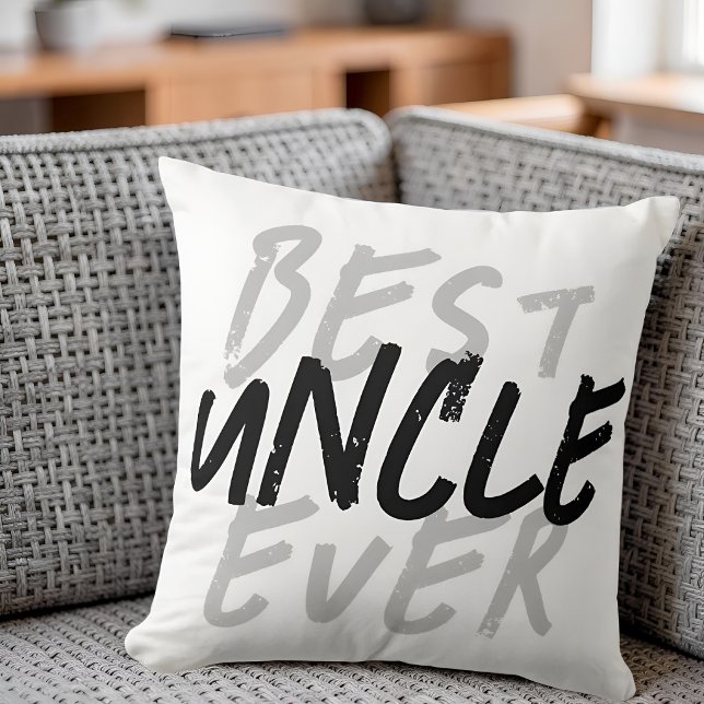 Coussin Meilleur Oncle Moderne Noir et Gris Grunge (Créateur téléchargé)