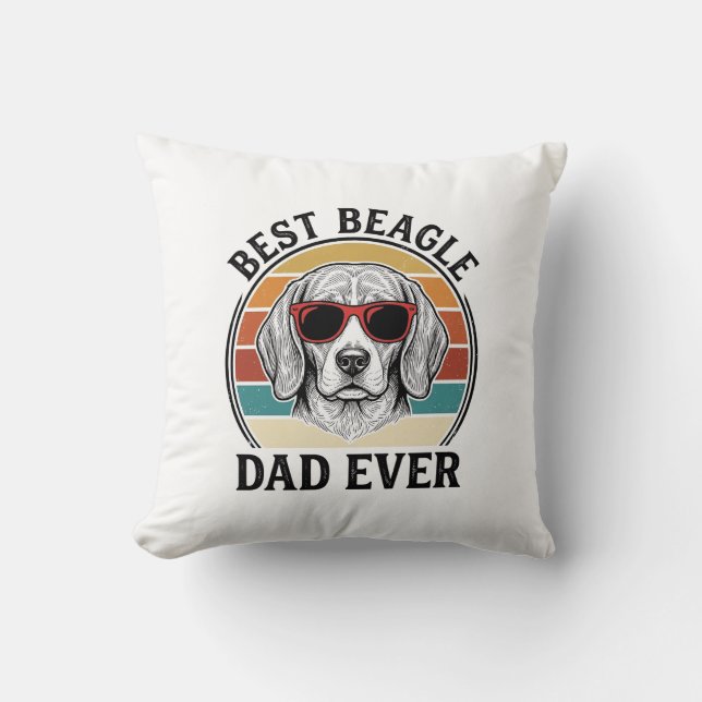 Coussin Meilleur Papa Beagle de Tous les Temps Design de C (Recto)